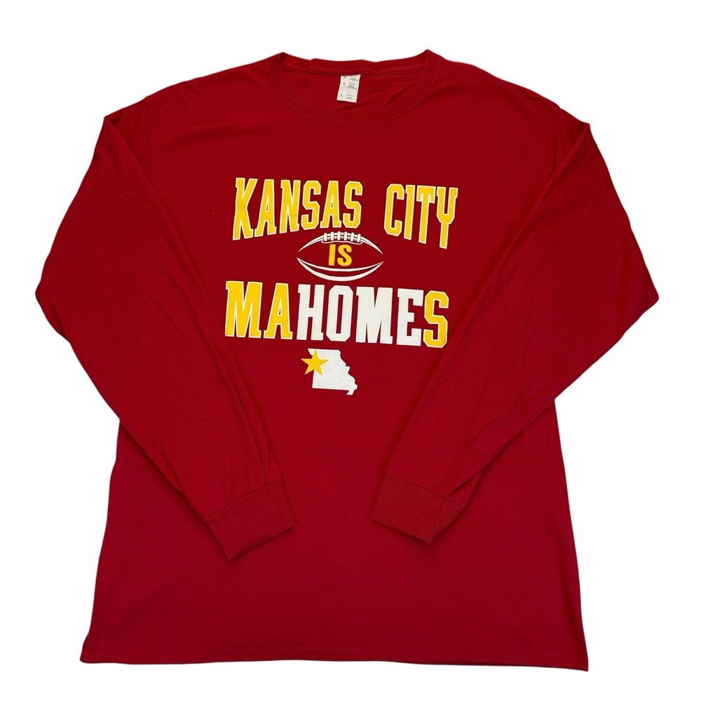 Kansas City is Mahomes Jerzees Chiefs Football Pullover Long Sleeve Shirt Large